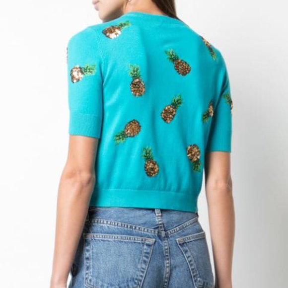 ALICE + OLIVIA Brady Sequin Pineapple Cardigan NWT - Picture 5 of 15